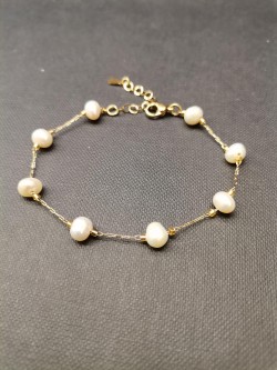 BC perles d'eau douce (Acier inox doré)